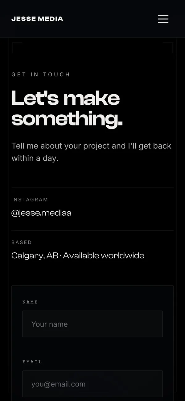 The Jesse Media booking page on a phone.
