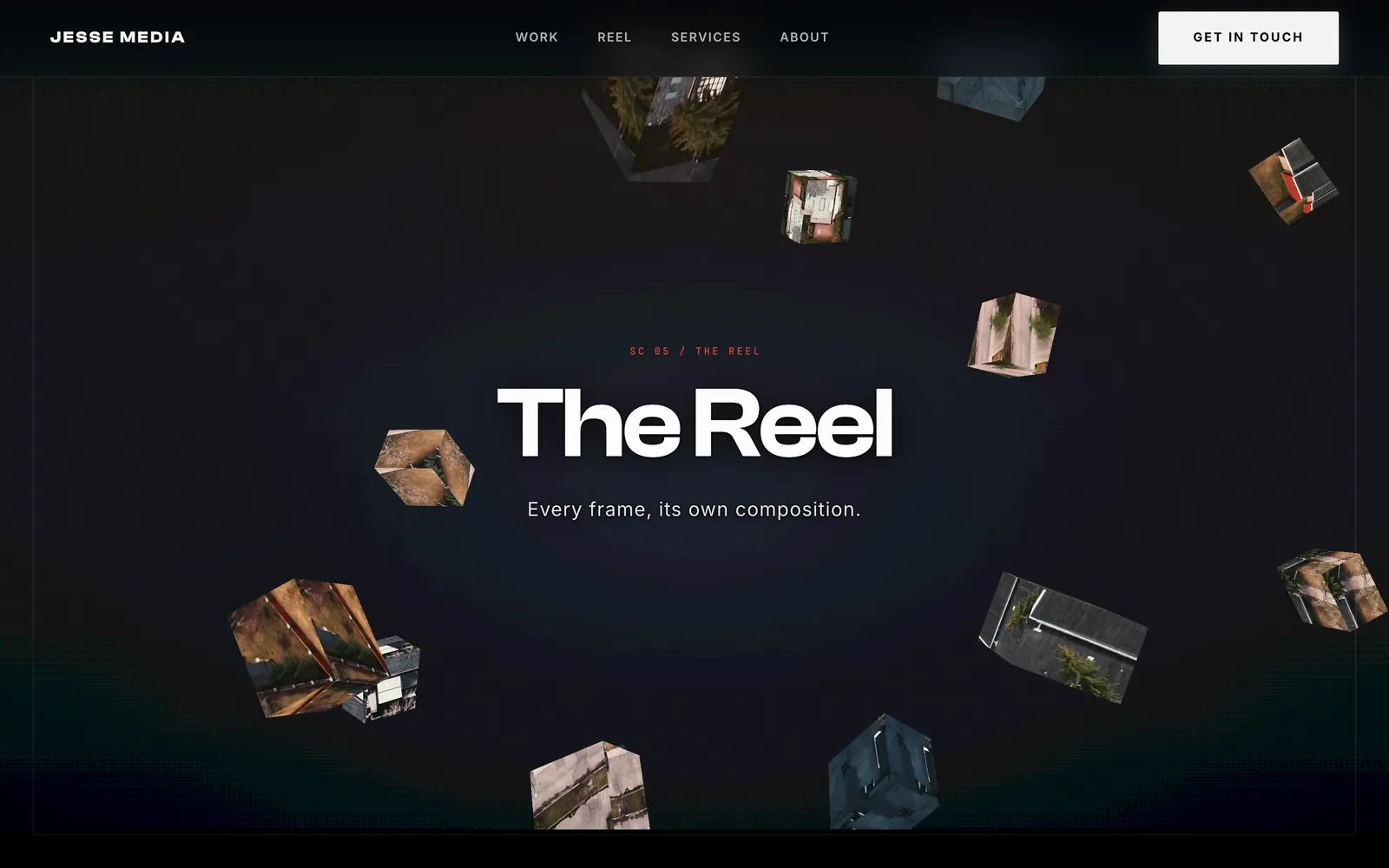 The Reel on the Jesse Media site, film stills broken into panes around the title.