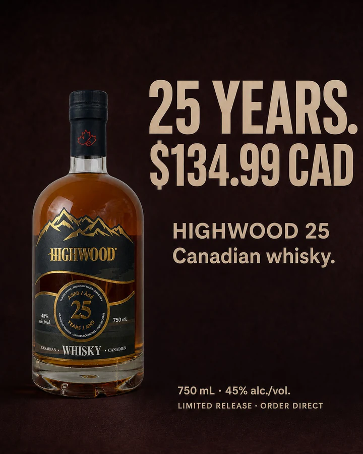 A Highwood 25 whisky ad in a Meta feed