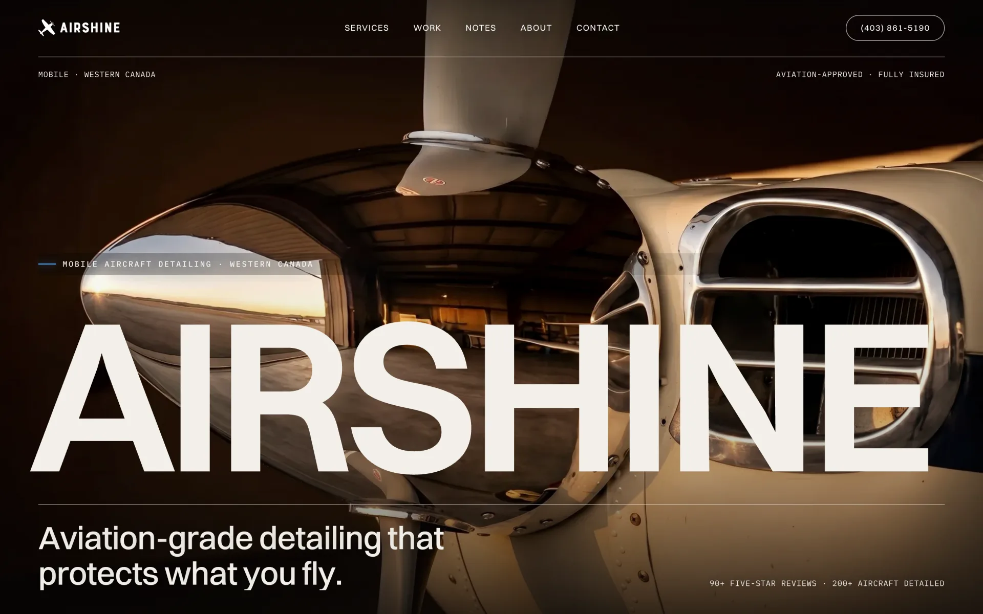 Airshine website homepage