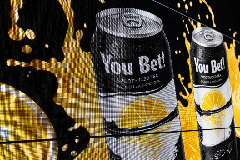 You Bet! iced tea cans, launch artwork