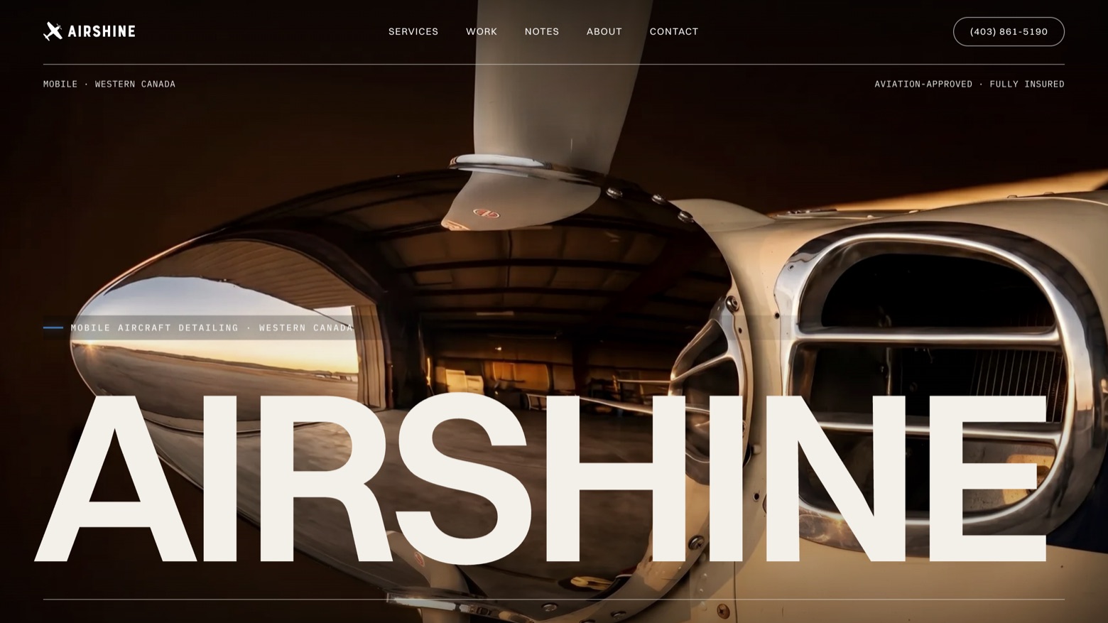 Airshine website built by Meridian15